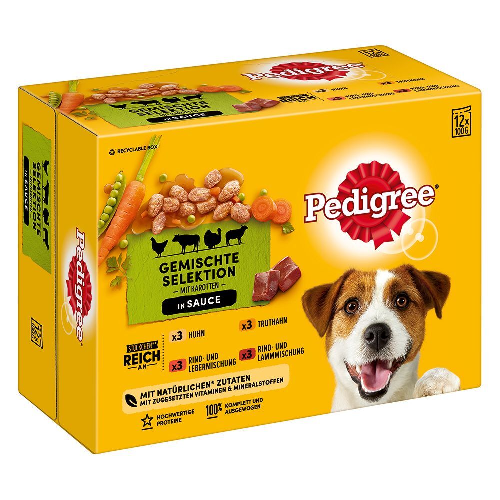 Pedigree 96x 100g Frischebeutel Multipack in Sosse Pedigree Nassfutter für Hunde