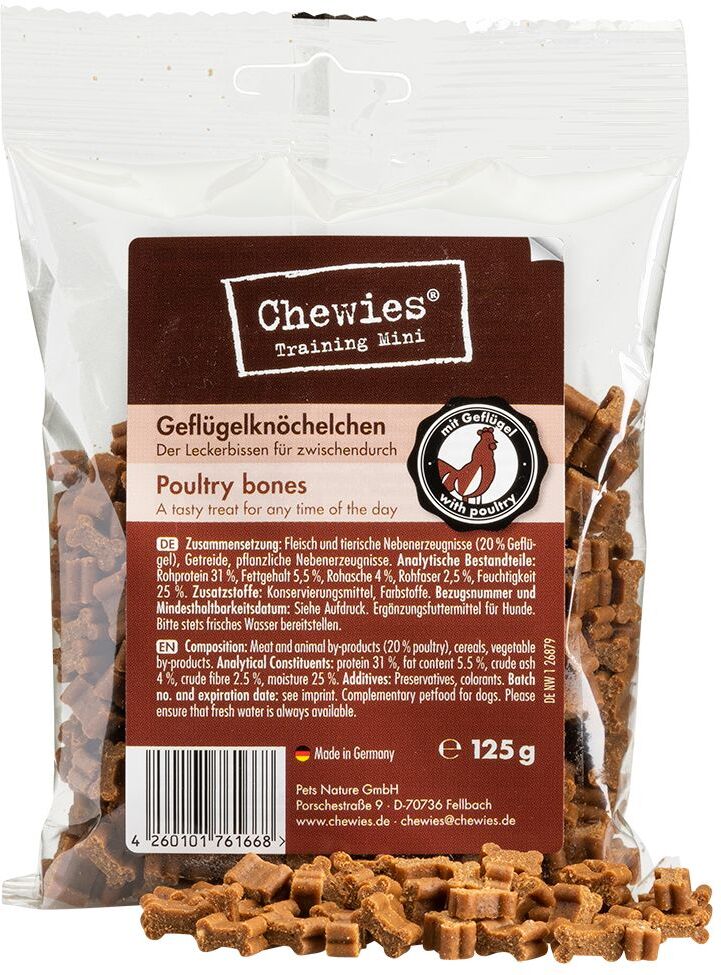 Chewies 125g Mini Knöchelchen Kausnacks (semi-moist) Seelachs Chewies Hundesnacks