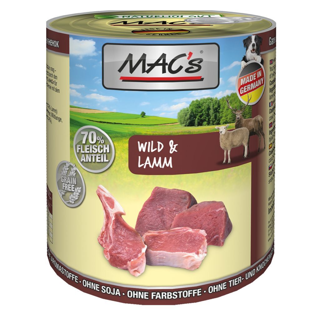 MAC's 6x 800g Adult Rentier & Gemüse MAC's Nassfutter für Hunde