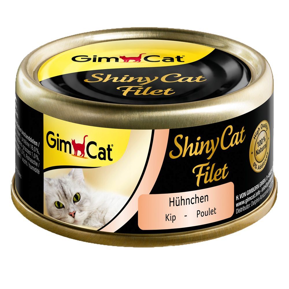 GimCat 6x 70g ShinyCat Filet Dose Hühnchen & Garnelen GimCat Nassfutter für Katzen