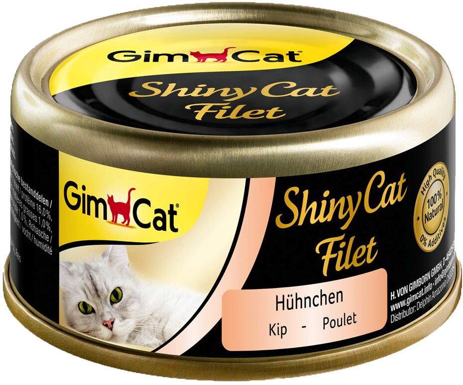 GimCat 6x 70g ShinyCat Filet Dose Hühnchen & Garnelen GimCat Nassfutter für Katzen