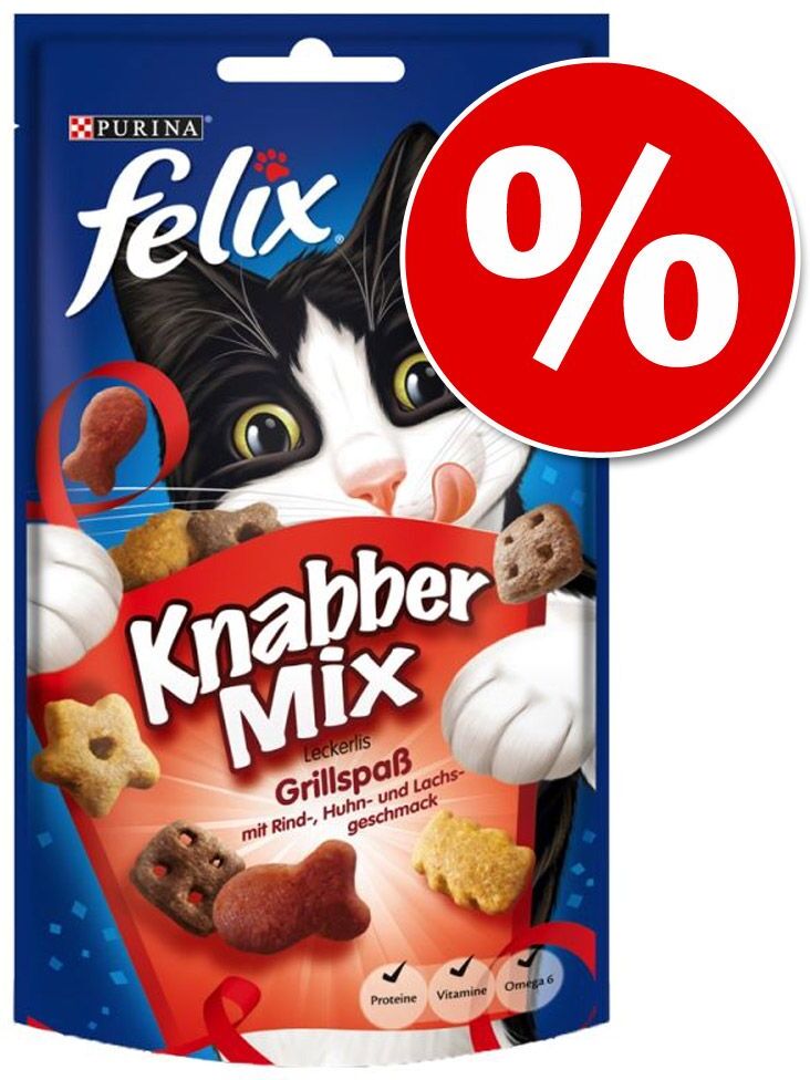 Felix 25x 60g KnabberMix Grillspass Felix Katzensnacks