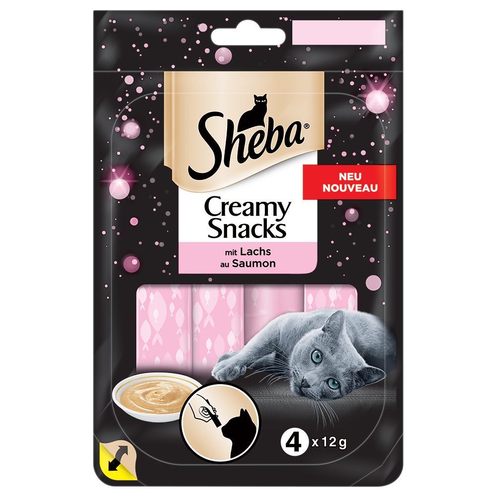 Sheba 4x 12g Creamy Snacks Lachs Sheba für Katzen