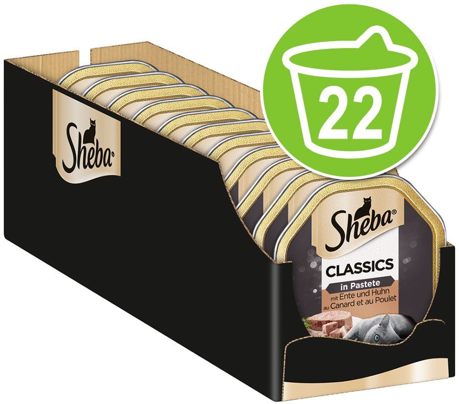 Sheba 22x 85g Schale Rinderhäppchen in Sauce Sheba Nassfutter für Katzen