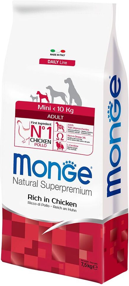 Monge Superpremium Dog 7,5kg Natural Superpremium Adult Mini Huhn Monge Trockenfutter für Hunde