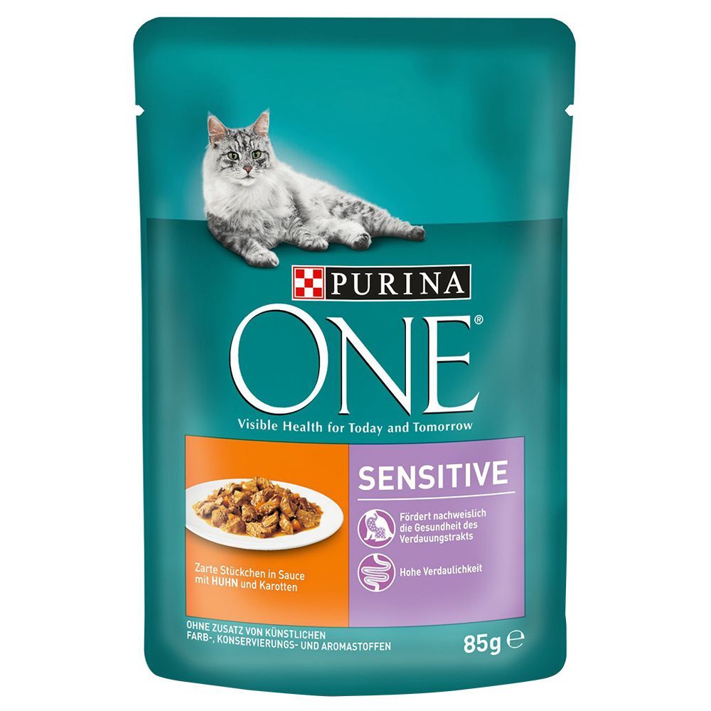 Purina One 12x 85g Sensitive mit Huhn & Karotten Purina ONE Nassfutter für Katzen