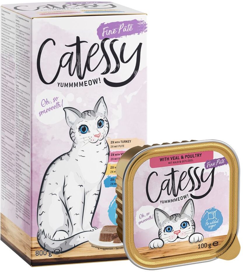 Catessy 32x 100 g Mixpack Catessy Schälchen Feine Pastete Katzenfutter