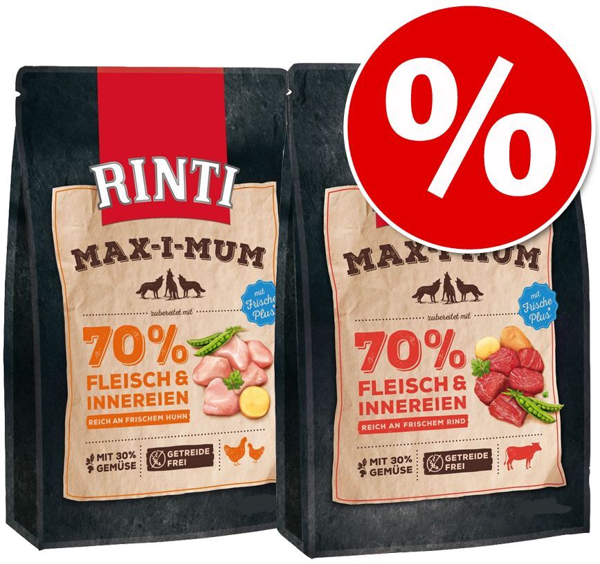 RINTI Max-i-mum Mixpaket: RINTI Max-i-mum Trockenfutter - Rind + Pansen (2 x 12 kg)