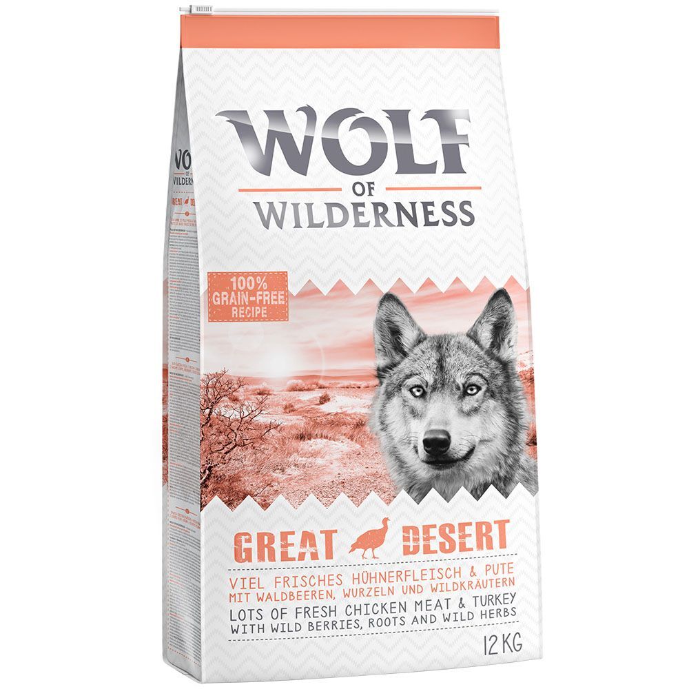 Wolf of Wilderness 2x 12kg Adult "Great Desert" - Pute Wolf of Wilderness Trockenfutter für Hunde