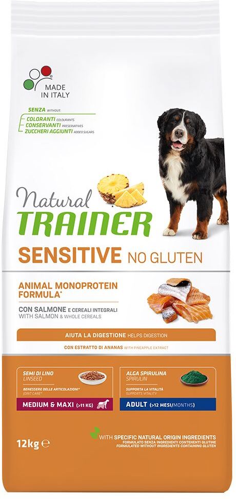 Trainer Natural Sensitive 12kg Sensitive No Gluten Adult Medium/Maxi mit Lachs Trainer Natural Trockenfutter für Hunde