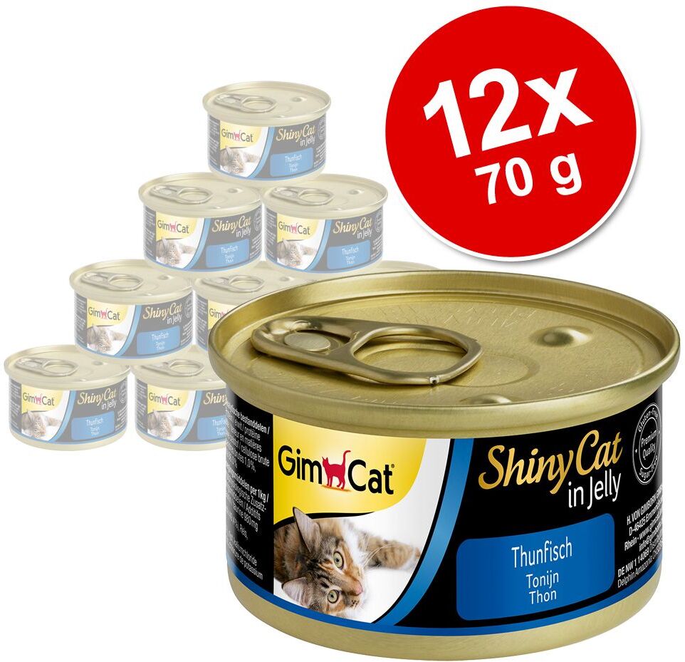 GimCat 12x 70g ShinyCat Jelly Thunfisch GimCat Nassfutter für Katzen