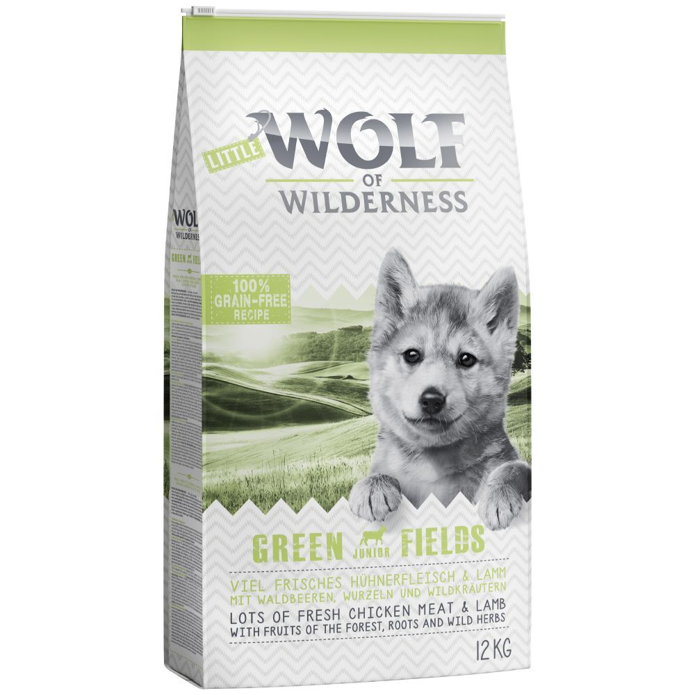 Wolf of Wilderness 12kg Junior "Green Fields" Lamm Wolf of Wilderness Trockenfutter für Hunde