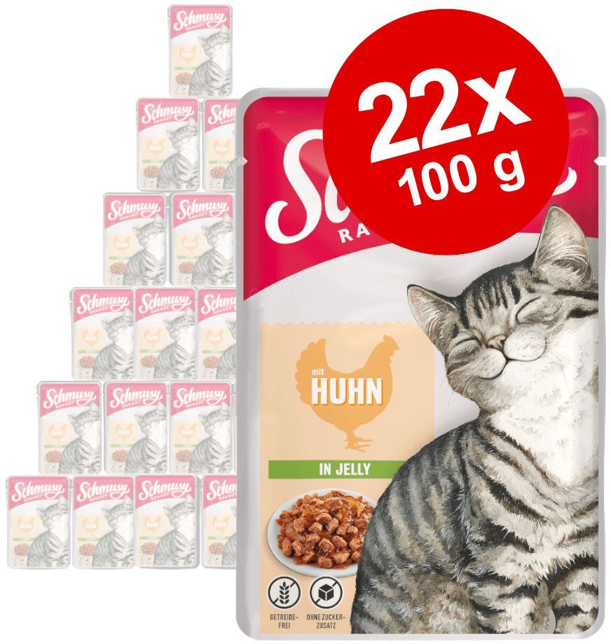 Schmusy 22x 100g Pute Ragout in Jelly Schmusy Nassfutter für Katzen