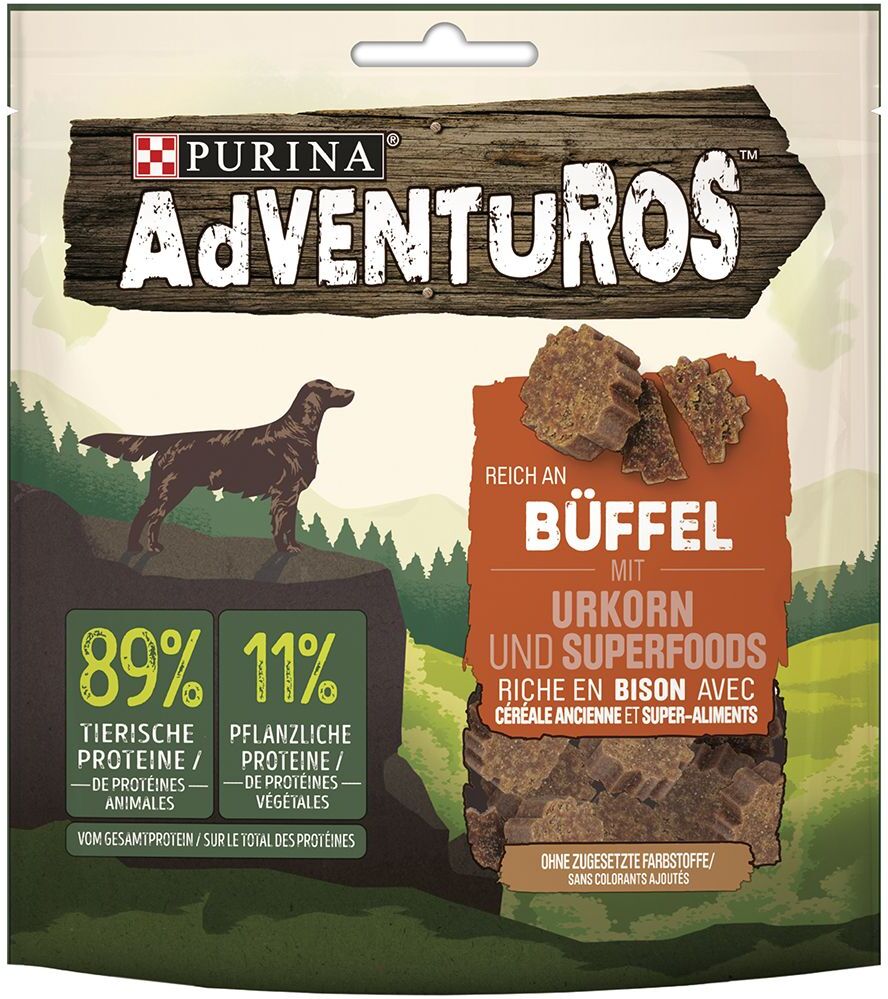 Adventuros 90g Reich an Büffel mit Urkorn AdVENTuROS Hundesnacks