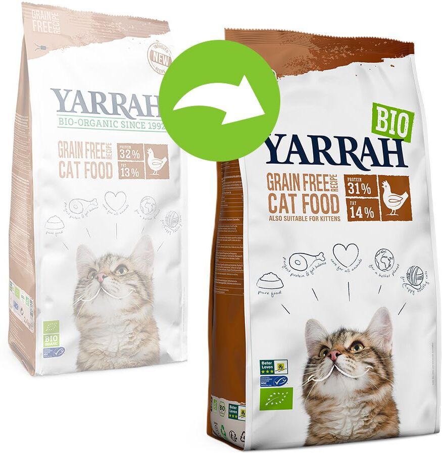 Yarrah 10kg Getreidefreies mit Bio Huhn & Fisch Yarrah Bio Trockenfutter für Katzen