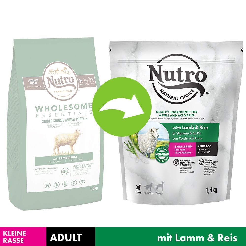 Nutro 5x 1,4kg Adult <10 kg mit Lamm und Reis NUTRO Trockenfutter für Hunde