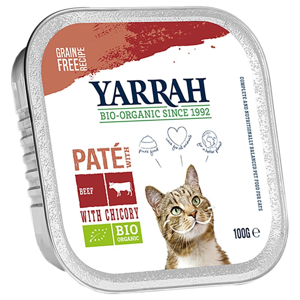 Yarrah 12x 100g Pâté Bio Huhn & Bio Truthahn mit Bio Aloe Vera Yarrah Nassfutter für Katzen