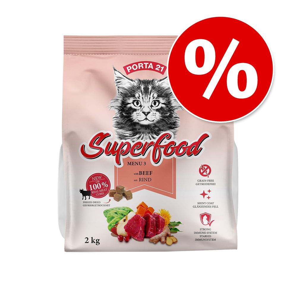 Porta 21 2kg Porta 21 Superfood Menu 2 mit Ente Katzenfutter trocken zum Sonderpreis!