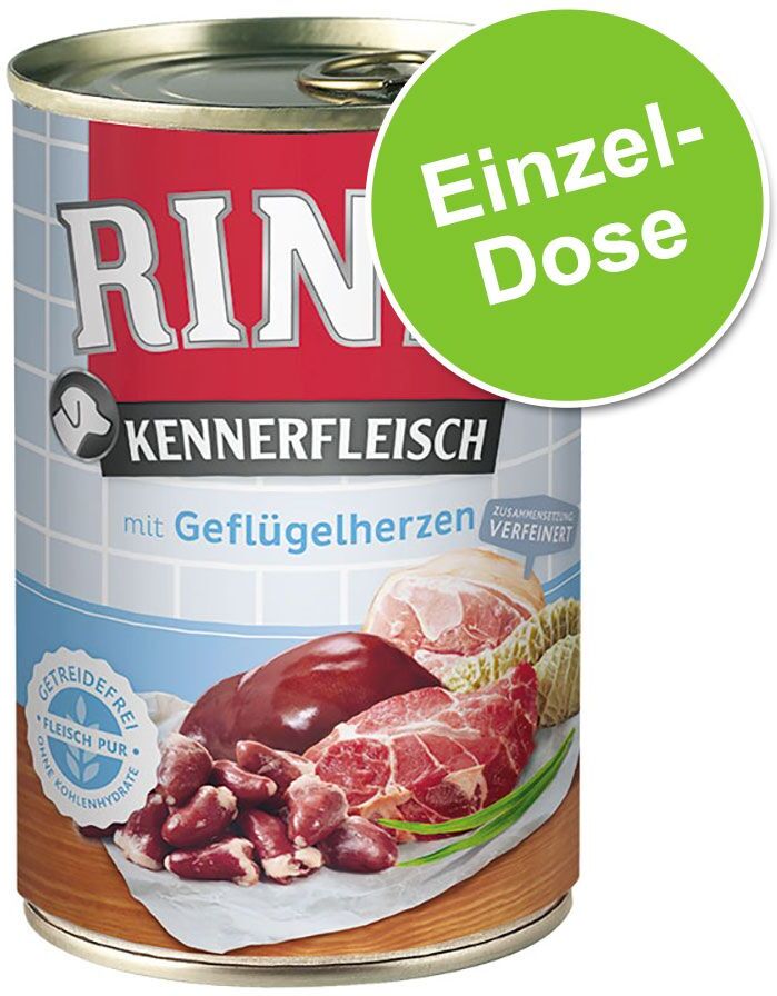 RINTI 400g Kennerfleisch Geflügelherzen RINTI Nassfutter für Hunde