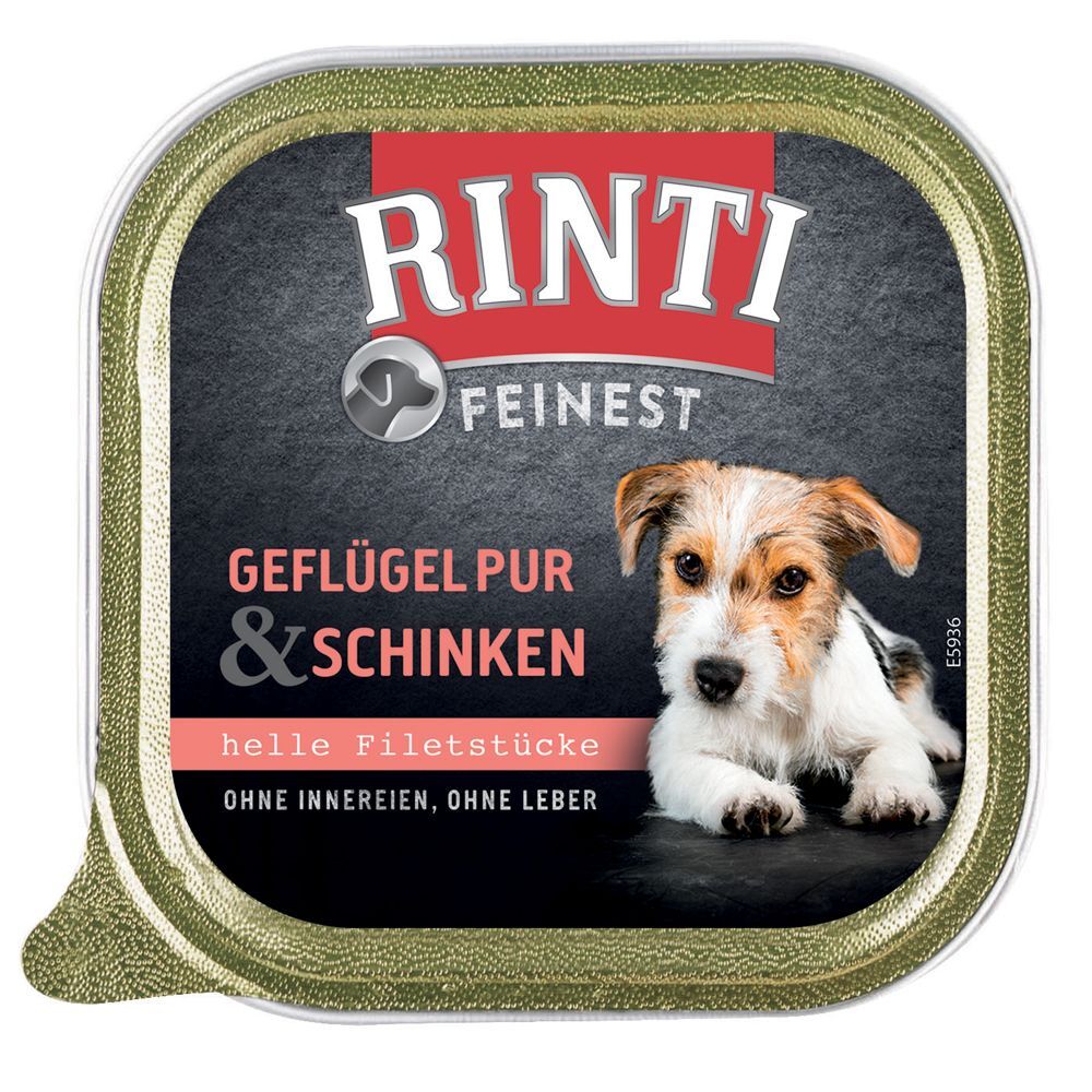 RINTI 11x 150g Feinest Schälchen Geflügel & Schinken RINTI Nassfutter für Hunde