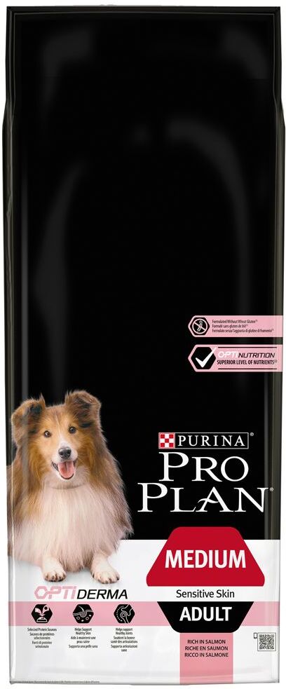 Pro Plan 14kg Medium Adult Sensitive Skin OPTIDERMA Pro Plan Trockenfutter für Hunde