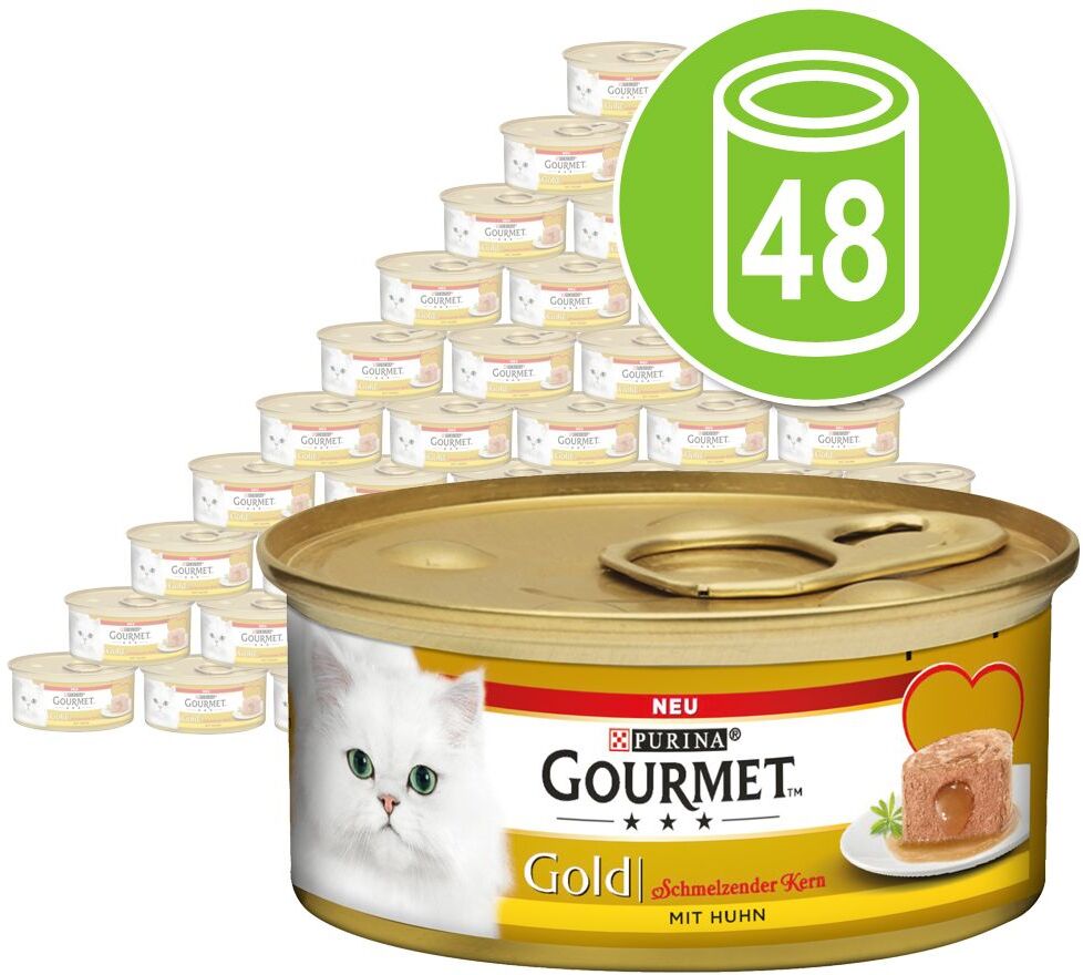 Gourmet 48 x 85 g Gourmet Gold Schmelzender Kern Lachs Nassfutter Katze