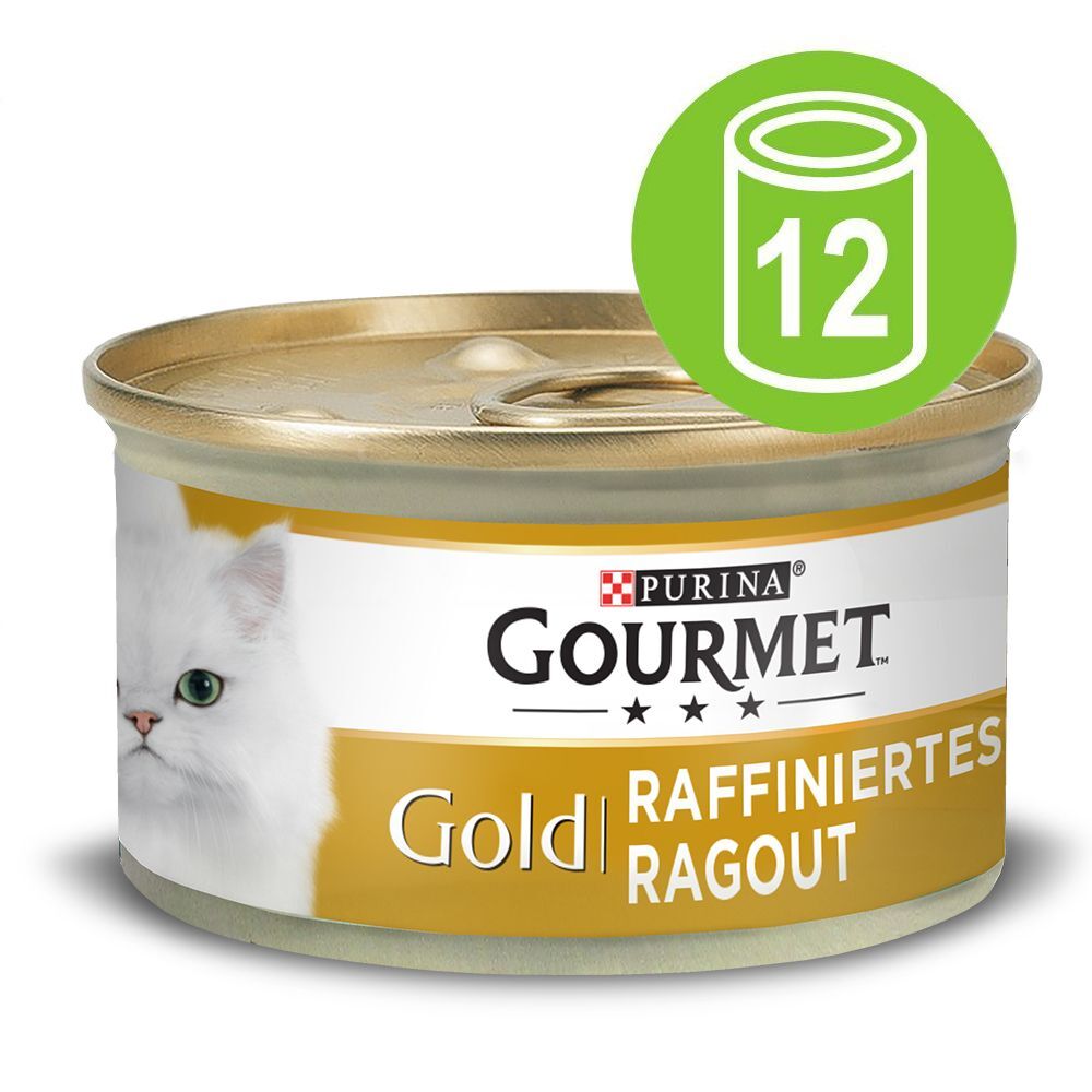 Gourmet 12x 85g Gold Raffiniertes Ragout Lachs Gourmet Nassfutter für Katzen