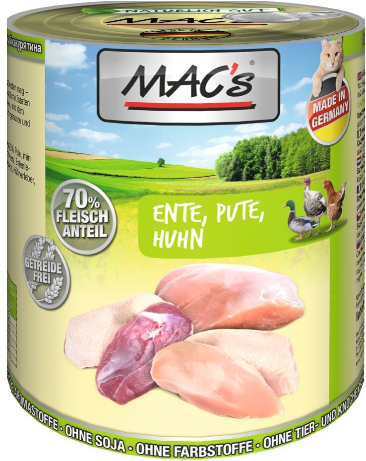 MAC's 6x 800g Rind & Hühnerherzen MAC's Nassfutter für Katzen