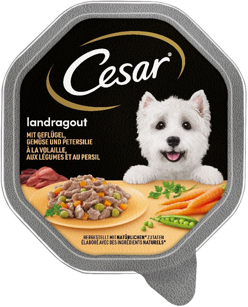 Cesar 14x 150g Landragout mit Geflügel, Gemüse und Petersilie in Sauce Cesar Nassfutter für Hunde