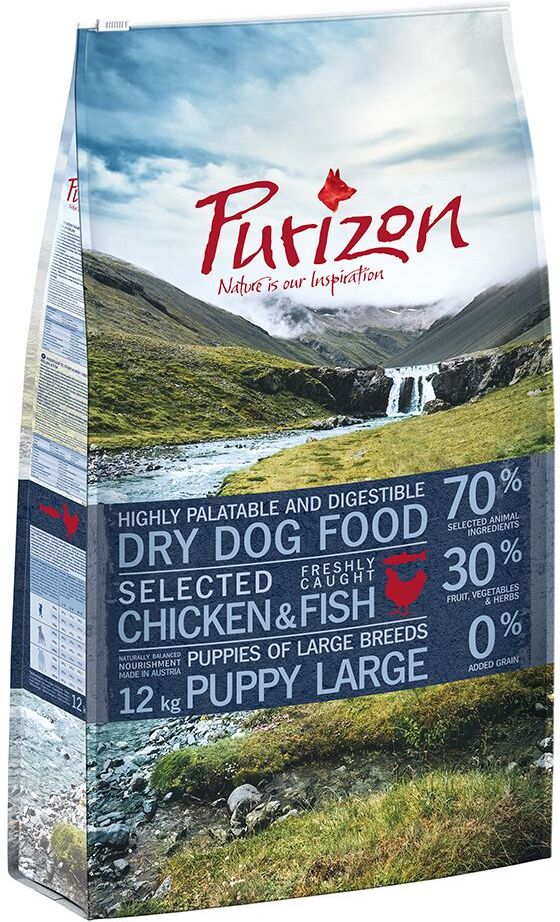 Purizon 12kg Puppy Large Huhn & Fisch Purizon getreidefreies Trockenfutter für Hunde