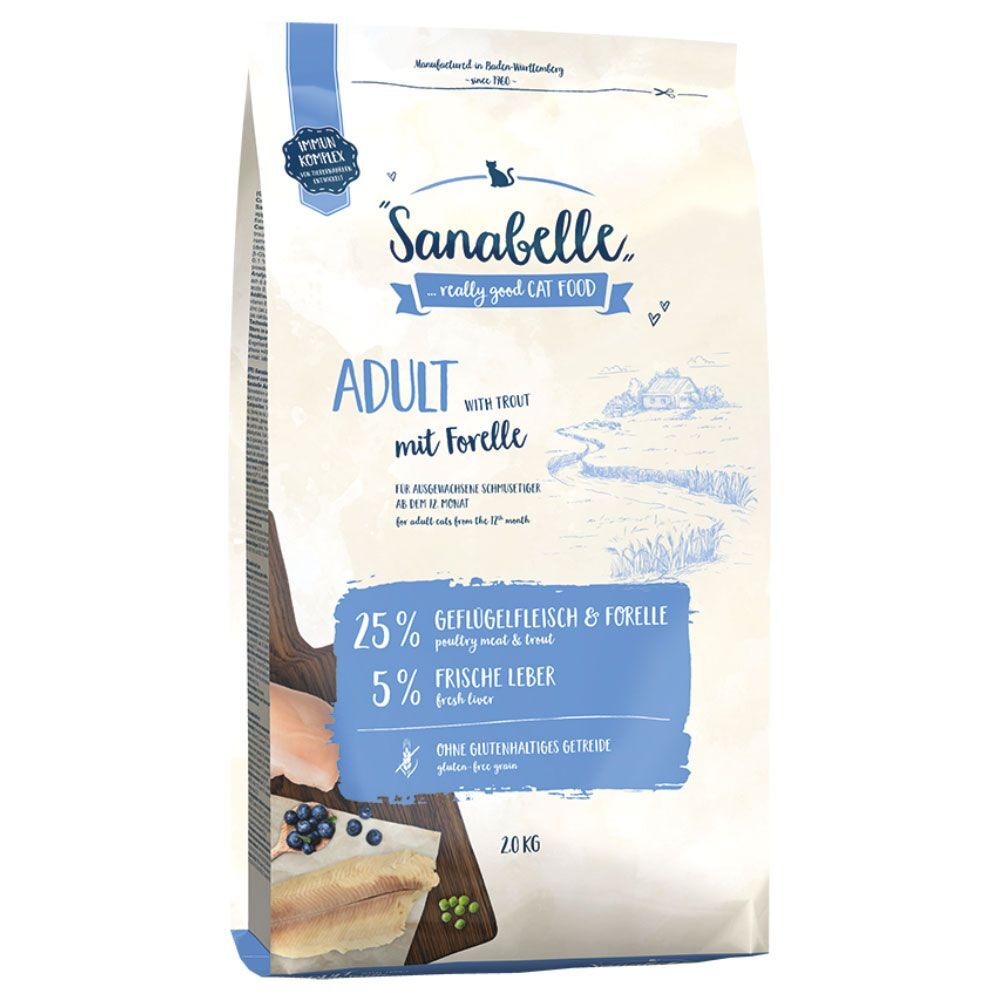 Sanabelle 2x 2kg Adult mit Forelle Sanabelle Trockenfutter für Katzen