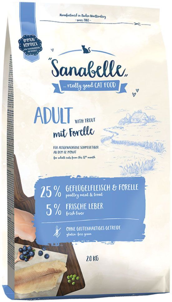 Sanabelle 2x 2kg Adult mit Forelle Sanabelle Trockenfutter für Katzen