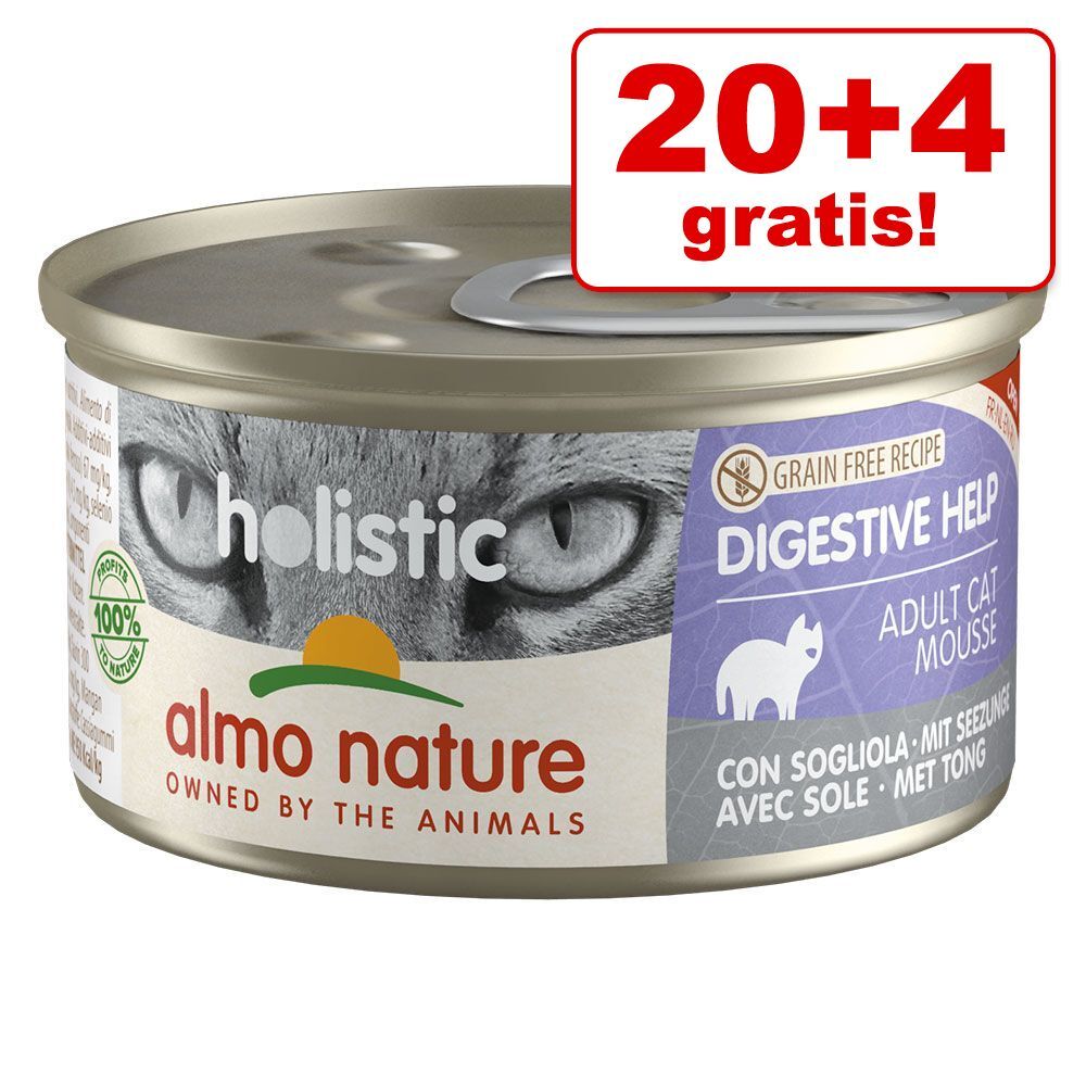 Almo Nature Holistic 24x 85g Holistic Specialised Nutrition Digestive Help mit Seezunge Almo Nature Katzennassfutter - 20+4 gratis!