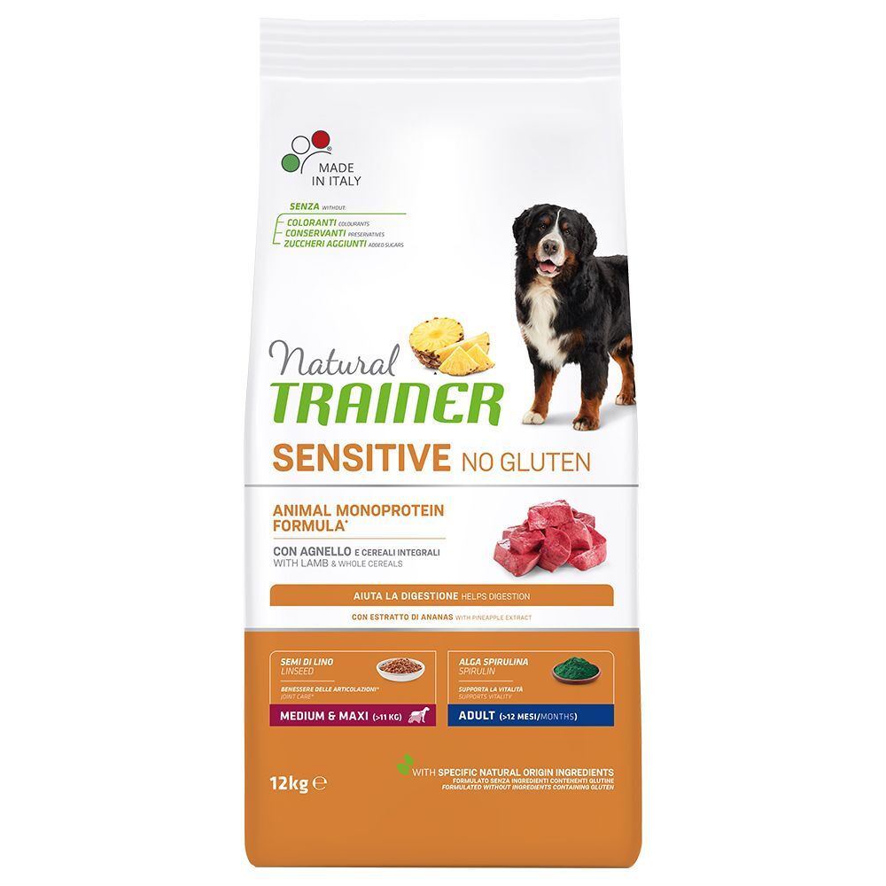 Trainer Natural Sensitive 2x 12kg Sensitive No Gluten Adult Medium/Maxi mit Lamm Trainer Natural Trockenfutter für Hunde