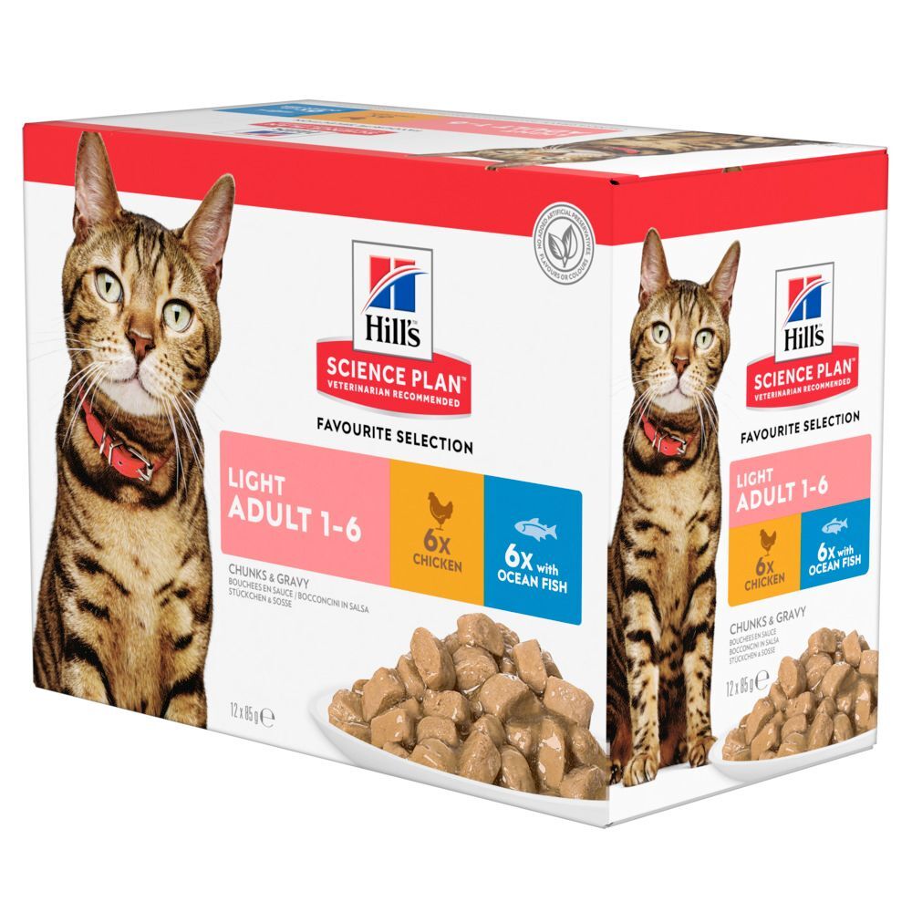 Hill's Science Plan 12x 85g Adult Light Huhn- und Fischauswahl Hill's Science Plan Nassfutter für Katzen