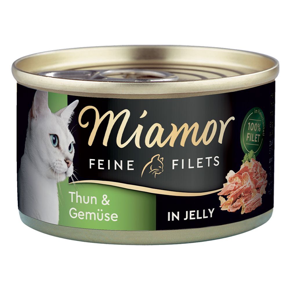 Miamor 6x 100g Feine Filets Heller Thunfisch & Shrimps in Jelly Miamor Nassfutter für Katzen