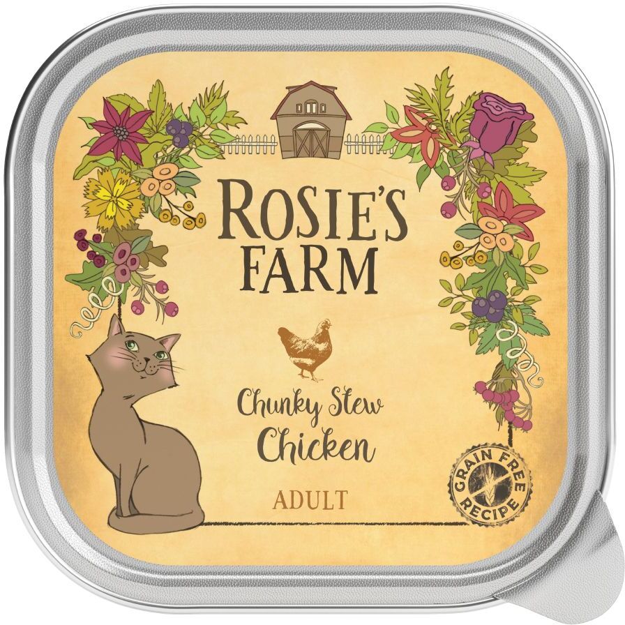 Rosie's Farm 32x 100g Adult Pute & Ente Rosie's Farm Nassfutter für Katzen