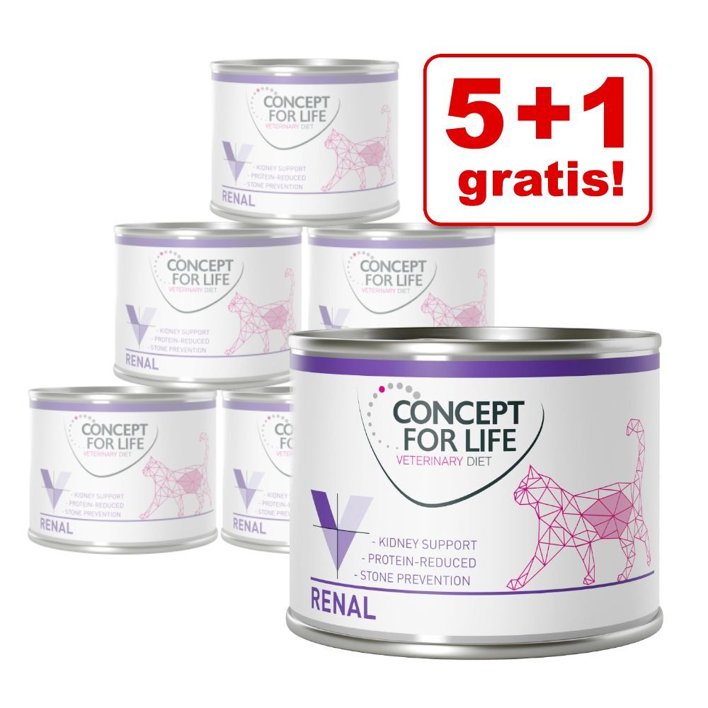 Concept for Life VET 6x 200g Veterinary Diet Renal Concept for Life Katzenfutter Nass 5+1 gratis!