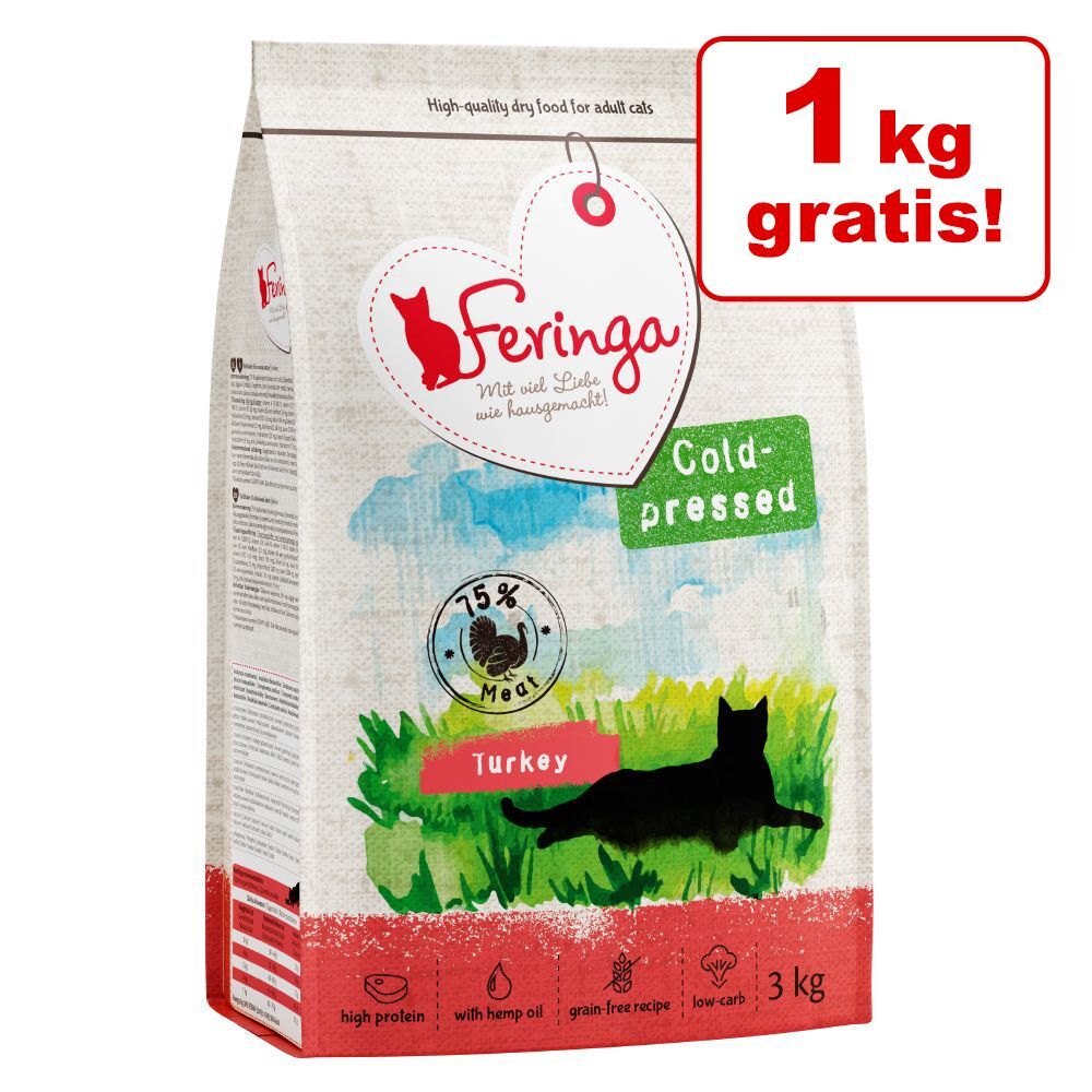 Feringa 3kg Adult kaltgepresst: Truthahn Feringa Katzenfutter Trocken - 1kg gratis!