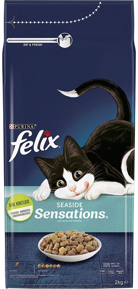 Felix 3x 2kg Seaside Sensations Lachs Felix Katzenfutter Trocken