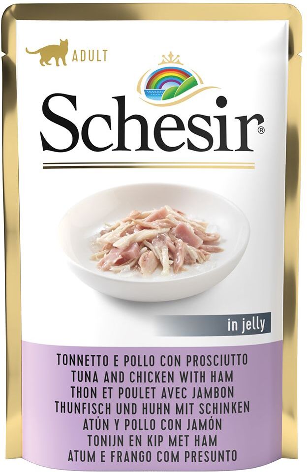 Schesir 6x 85g Jelly Mix Thunfisch + Thunfisch mit Wolfsbarsch Schesir Nassfutter für Katzen