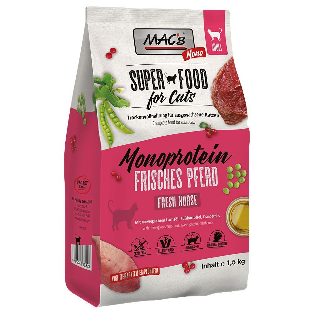 MAC's 2x 7kg Superfood for Cats Adult Monoprotein Pferd MAC's Katzenfutter trocken