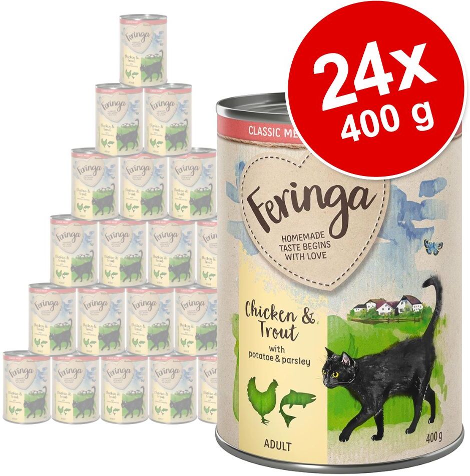 Feringa 24x 400g Menü Duo-Sorten Forelle & Huhn Feringa Nassfutter für Katzen