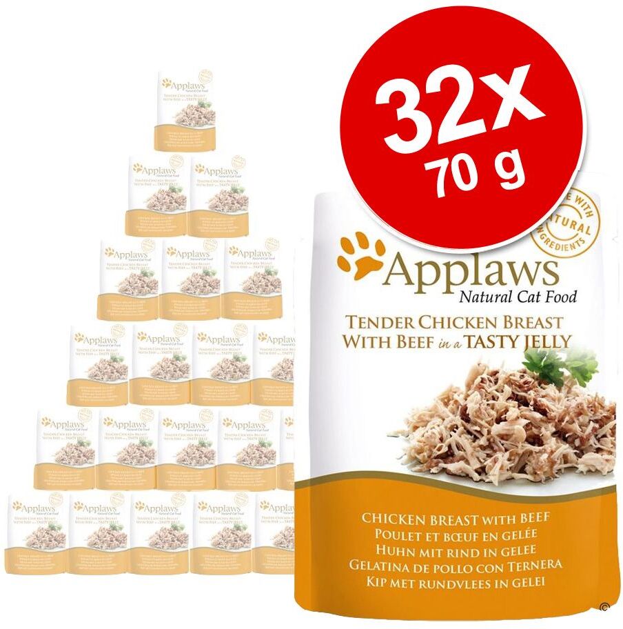 Applaws 32x 70g Pouch in Jelly - Thunfisch mit Lachs Applaws Nassfutter für Katzen