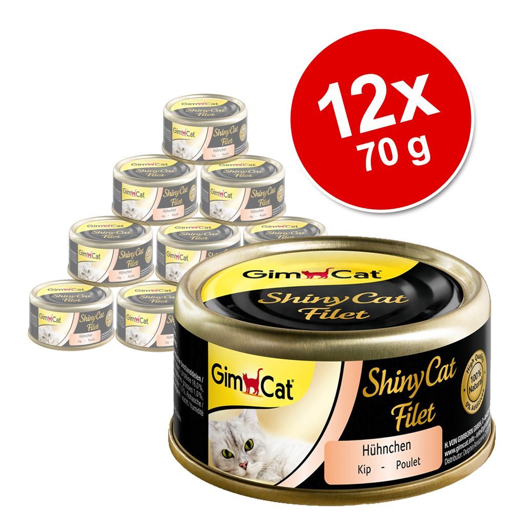 GimCat 12x 70g ShinyCat Filet Dose Hühnchen Mix GimCat Nassfutter für Katzen