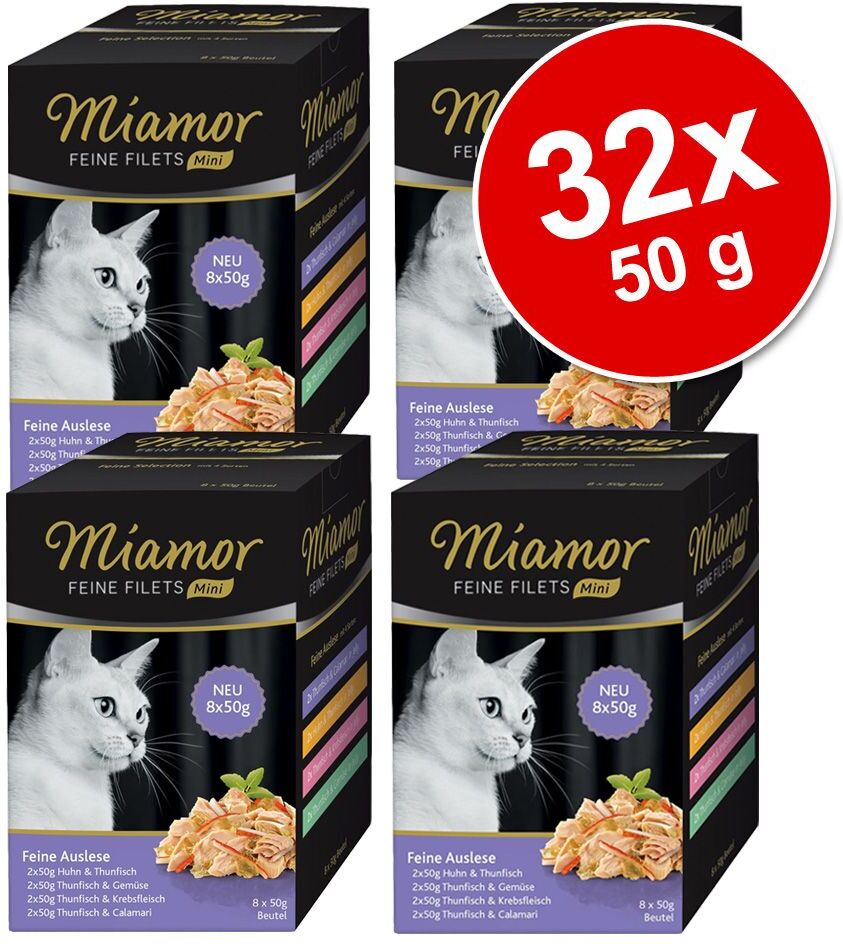 Miamor 32 x 50 g Sparpaket Miamor Feine Filets Mini Pouch Multibox Katzenfutter nass - Gemischtes Paket