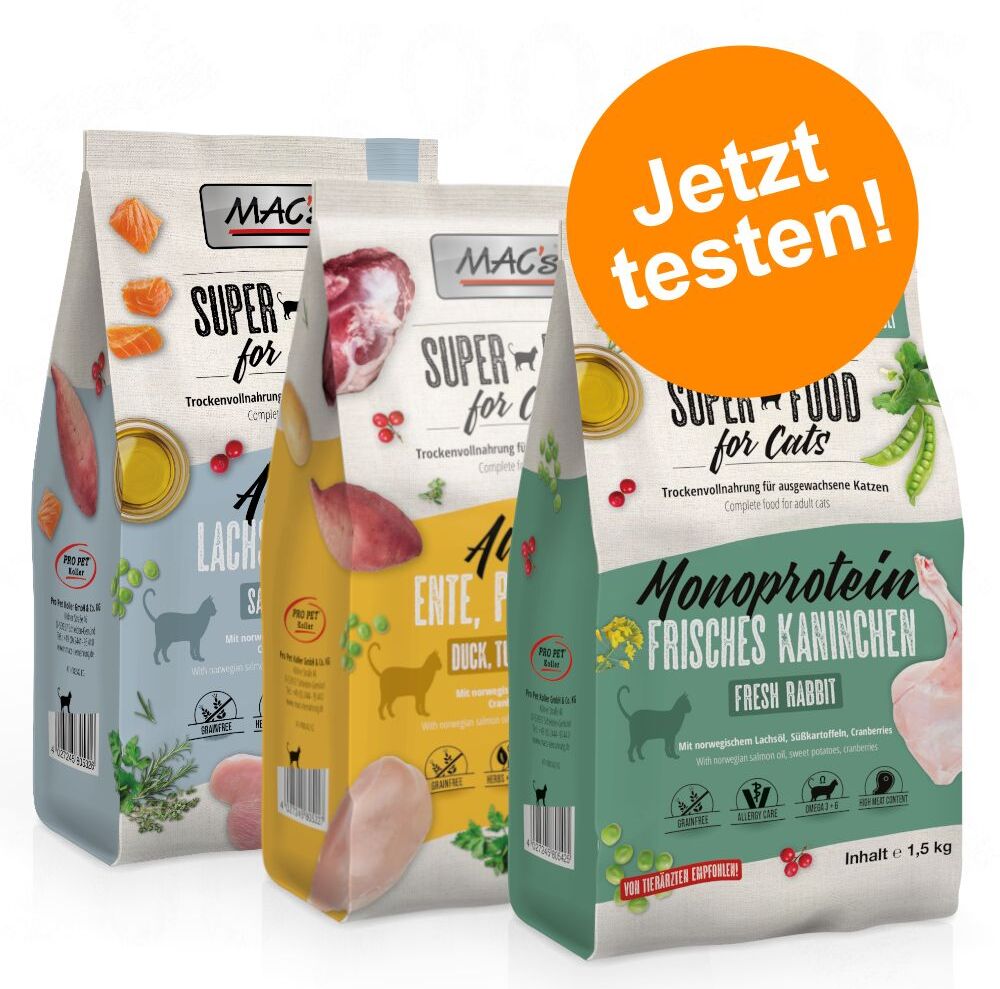 MAC's 3x 1,5kg Cat Adult Probierpaket MAC's Trockenfutter