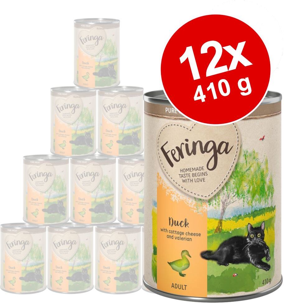 Feringa 12x 410g Pure Meat Menü Ente mit Hüttenkäse & Baldrian Feringa Nassfutter für Katzen