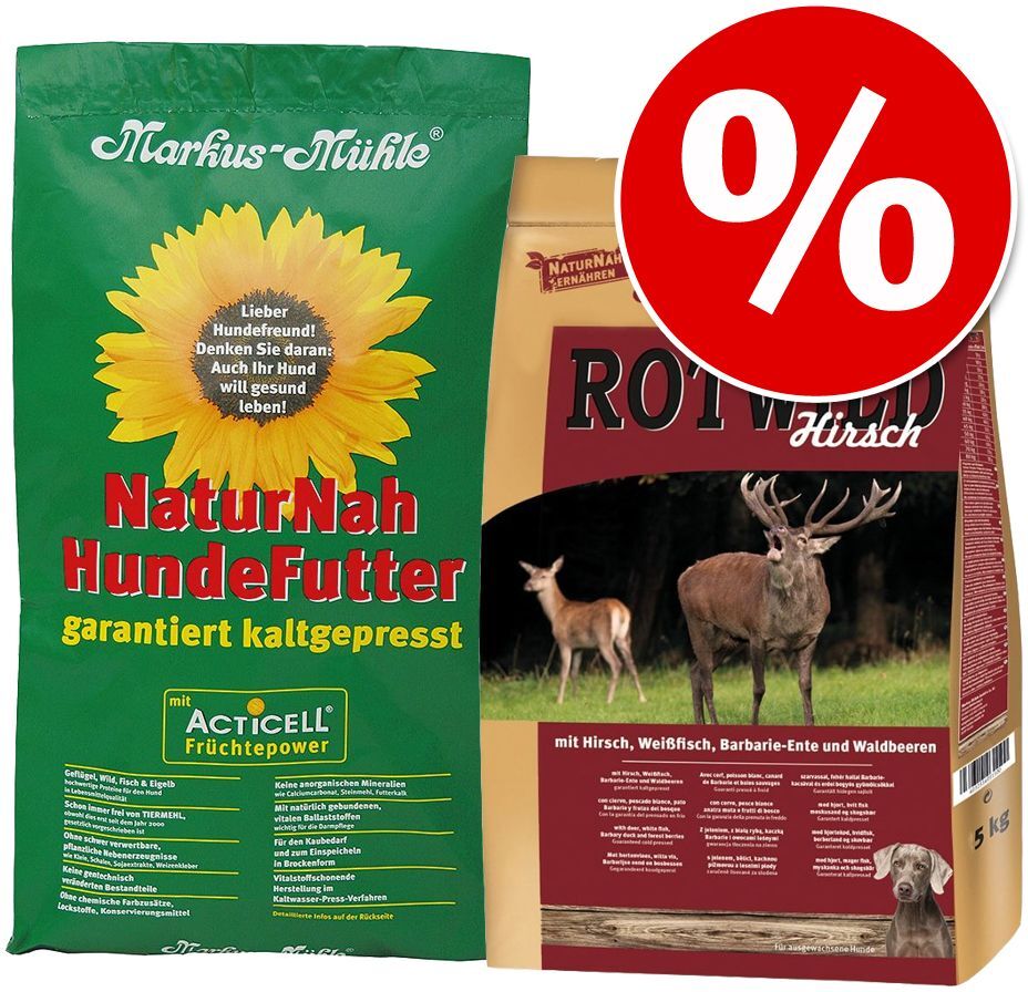 Markus Mühle 2 x 5 kg Markus-Mühle Hundefutter Trocken NaturNah & Rotwild Hirsch