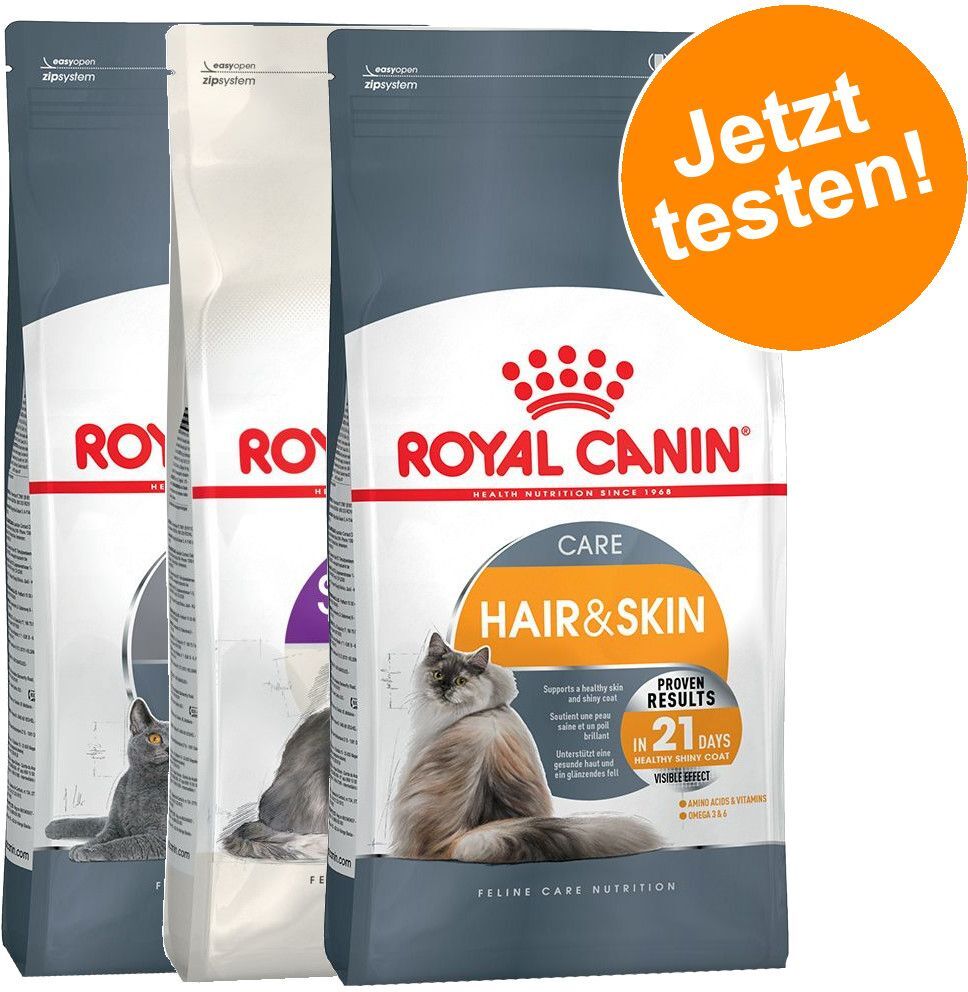 Royal Canin Care Nutrition 3x 400g Probierpaket: Sensible 33 + Hair & Skin + Oral Care Trockenfutter für Katzen